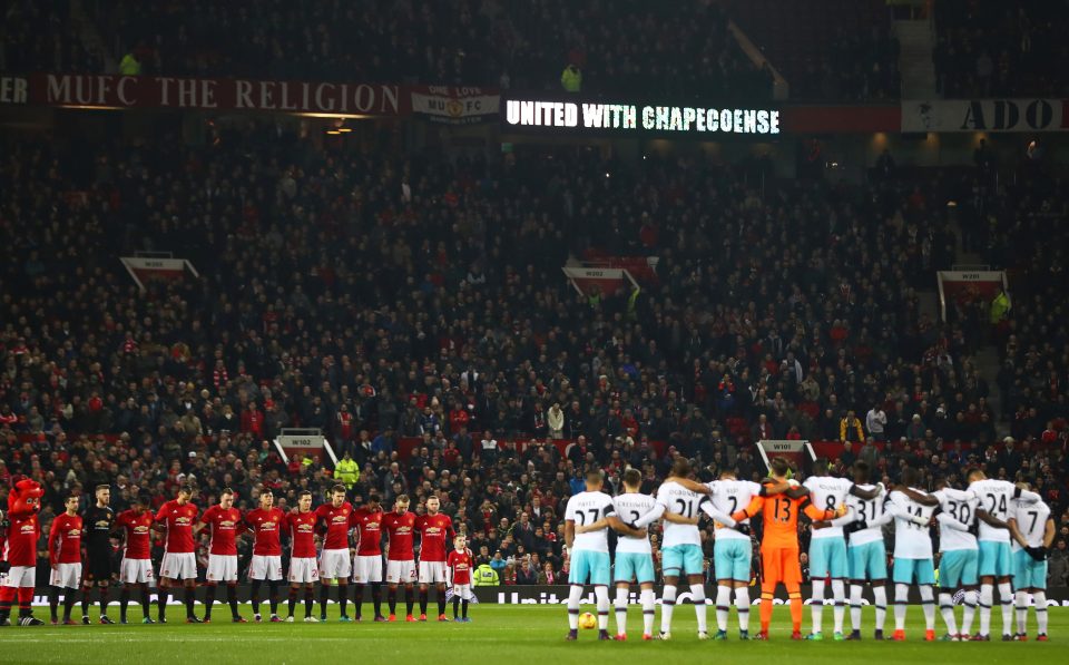 Man Utd and West Ham held a minute's silence before their game