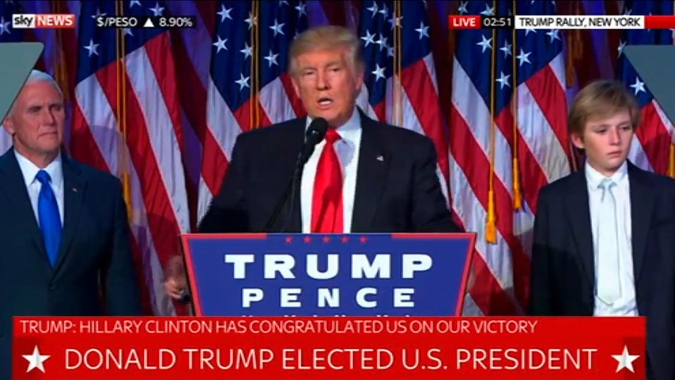  Donald Trump in his victory speech after being elected president this morning