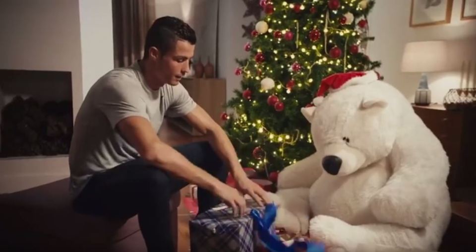  On Christmas Day however, Ronaldo is only thinking he can share it with a giant cuddly toy