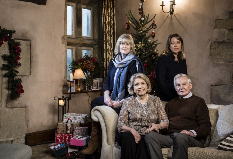  Last Tango in Halifax: Celia and Alan (front) with her daughter Caroline (Sarah Lancashire, back left) and his daughter Gillian (Nicola Walker, back right)