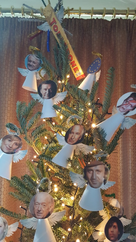  The tree features celebrities such as Terry Wogan, Caroline Aherne and Prince