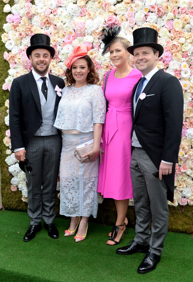 Anthony McPartlin (left) with wife Lisa Armstrong and Declan Donnelly (right) and wife Ali Astall are all very close in real life too