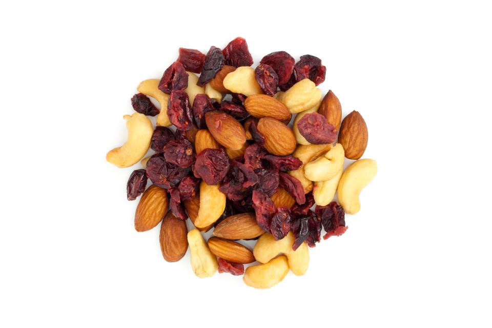  For a healthy snack on the go, you can't do much better than dried fruit and nuts