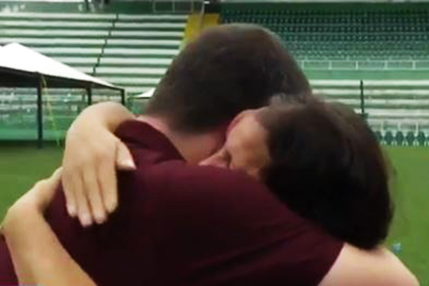  The pair share an emotional hug after she asks him how he feels