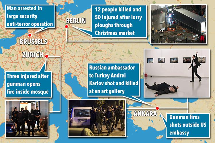  Europe was rocked as a sequence of shocking terror events unfolded within hours, leaving 15 people dead