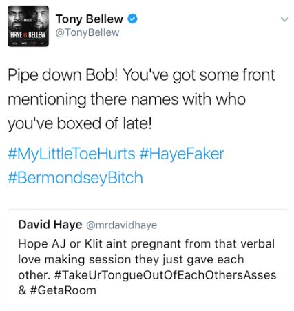  David Haye and Tony Bellew got into a war of words on Twitter