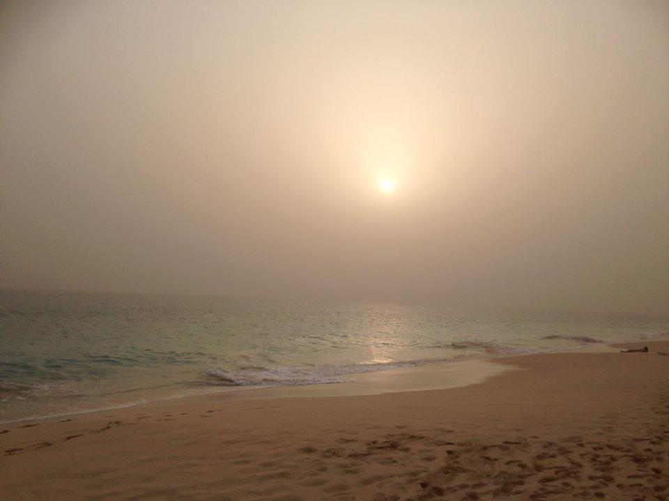  The fine sand has made visibility too poor for planes to land on the beautiful island paradise