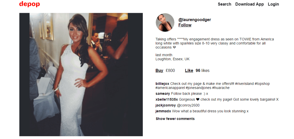  Lauren Goodger is trying to sell the dress she wore to her and Mark Wright's engagement party in 2012