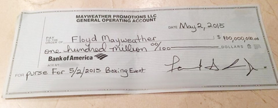 Floyd Mayweather taunts Conor McGregor by posting a picture of a £100million cheque