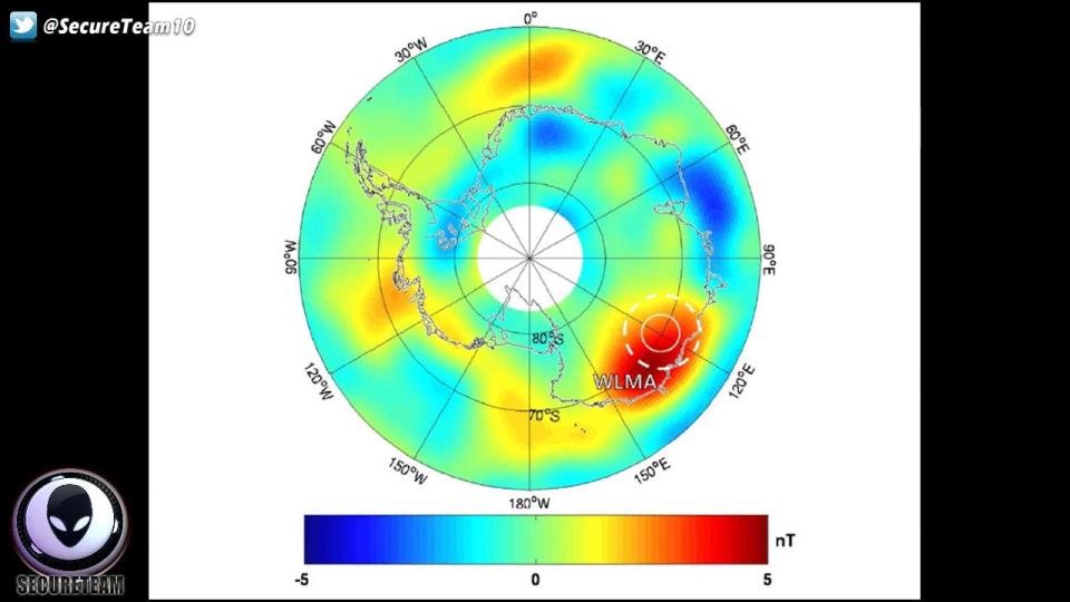  This representation of satellite data shows the bizarre anomaly beneath Wilkes Land