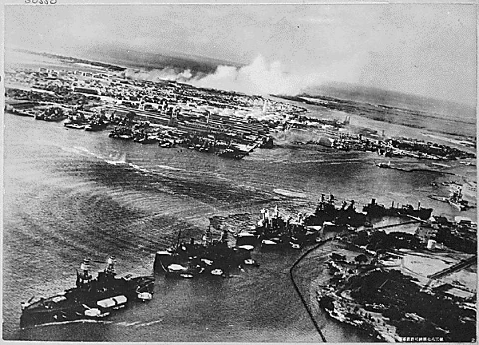 The view of Pearl Harbor was caught in a photograph captured by the Japanese