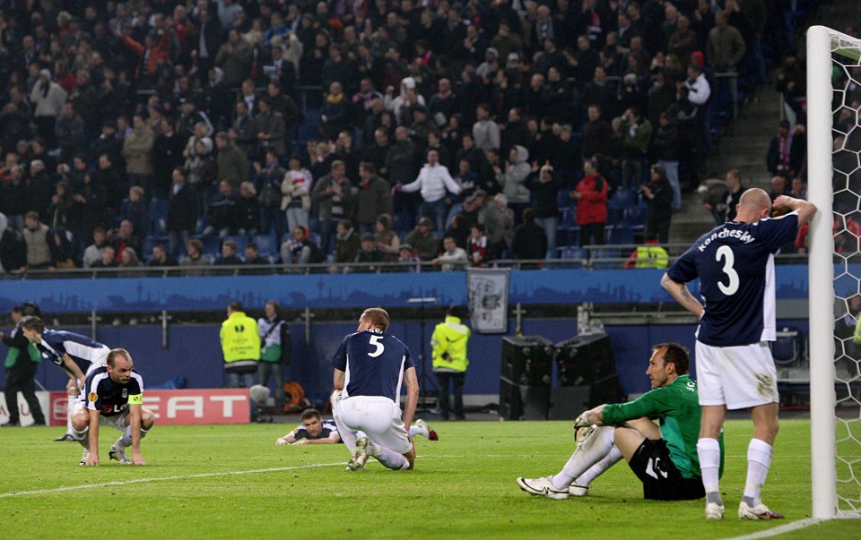 Fulham players show their dejection after losing the Europa League final to Atletico Madrid 