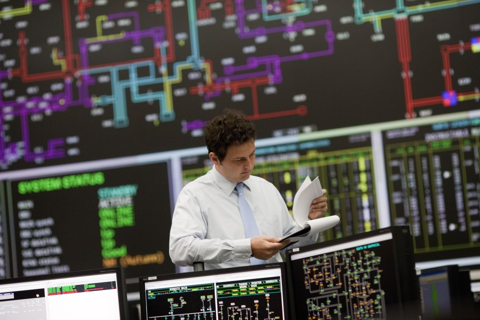 Workers at the National Grid control centre near Reading