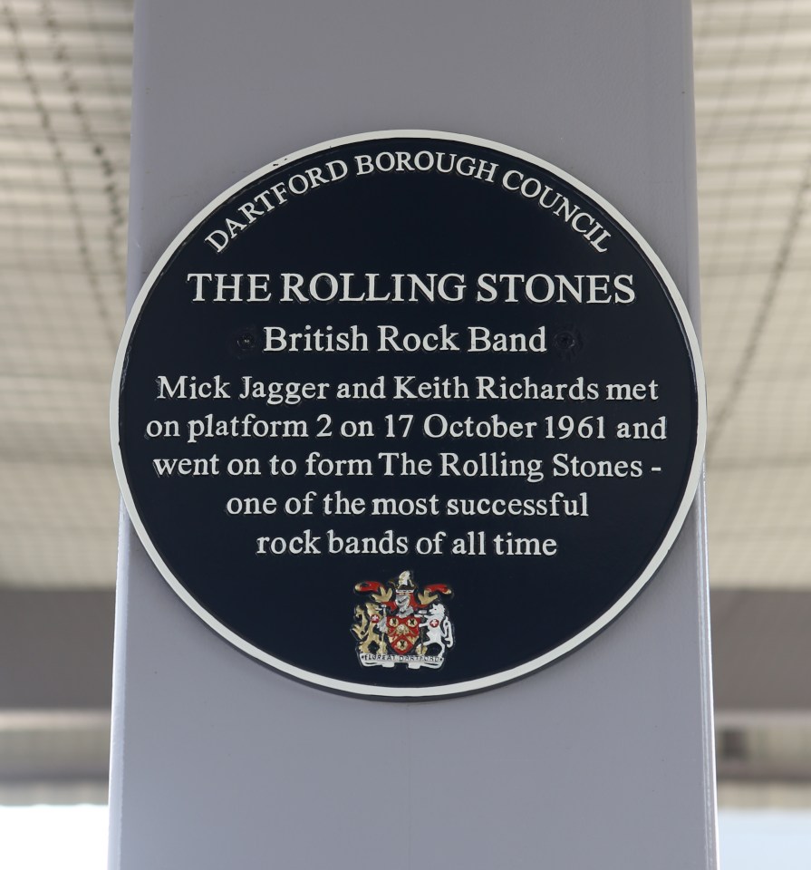  A plaque at Dartford Station celebrates Jagger and Richards' meeting