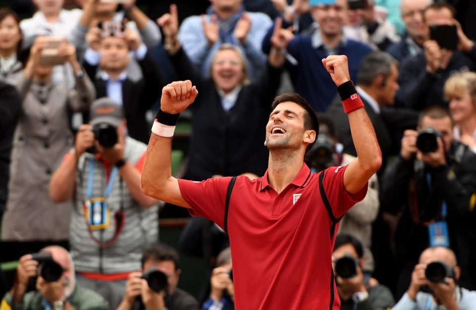  Novak Djokovic celebrates winning the French Open in 2016