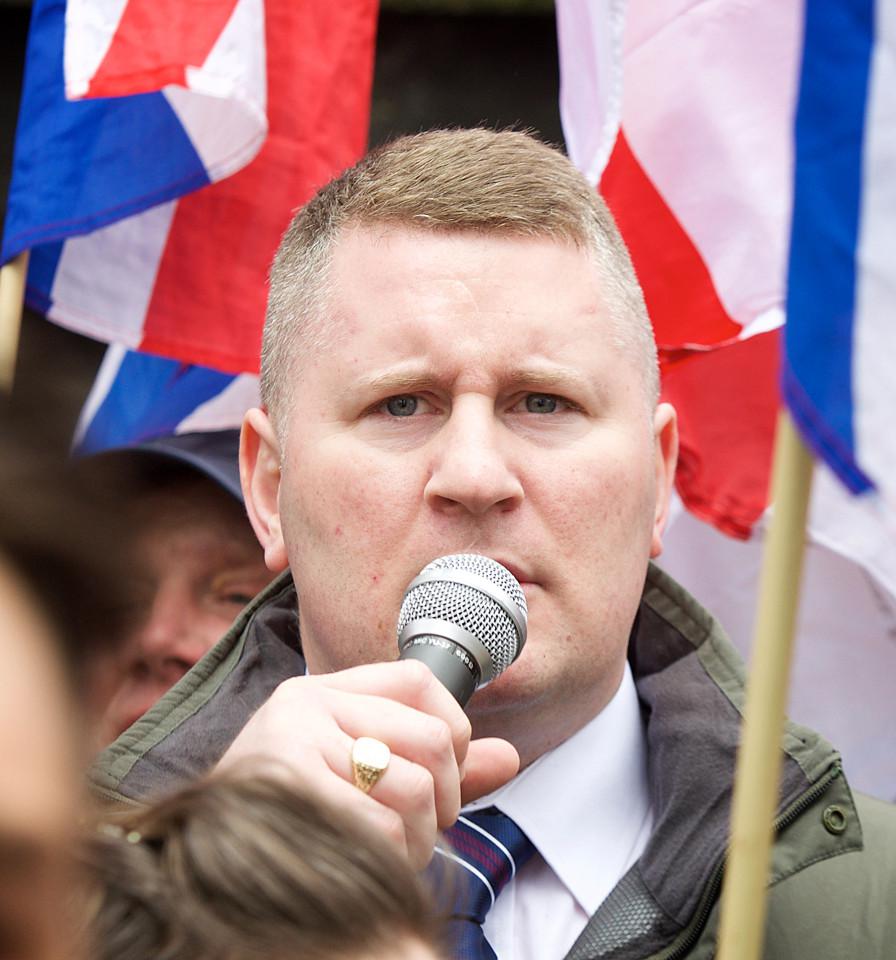  Far right activists including Paul Golding protesting outside Regent's Park Mosque