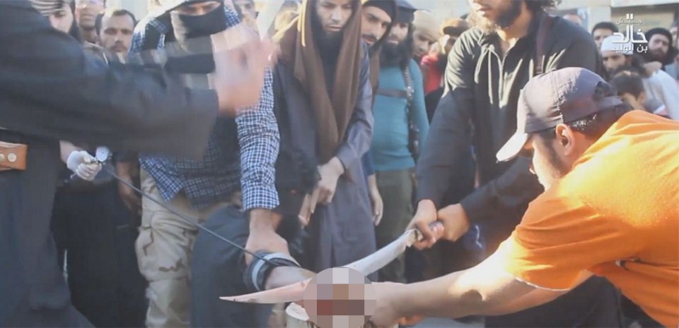  ISIS thugs use a blade and hammer to conduct a similar amputation in Syria