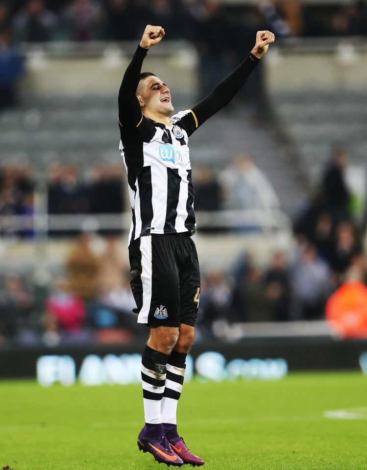 Aleksandar Mitrovic of Newcastle United reacts at full time during the EFL Cup Fourth Round match between Newcastle United and Preston North End