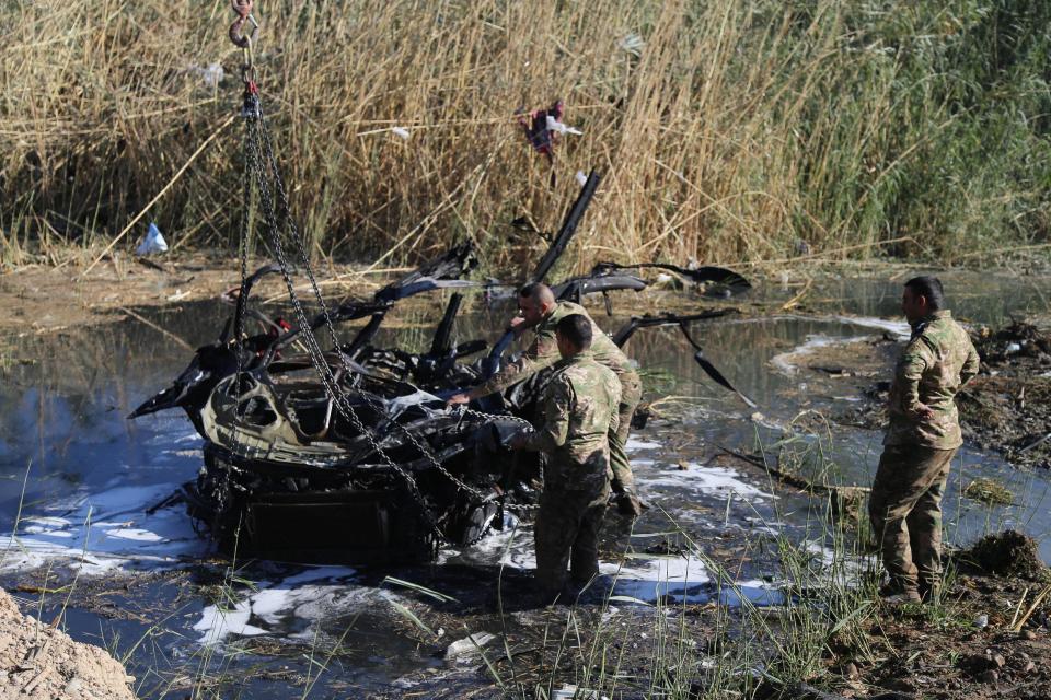  The site of a blast where a suicide bomber detonated an ambulance near Tikrit