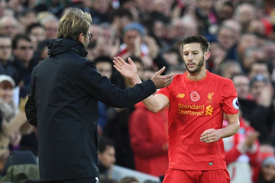 Liverpool boss Jurgen Klopp could welcome back Adam Lallana this weekend