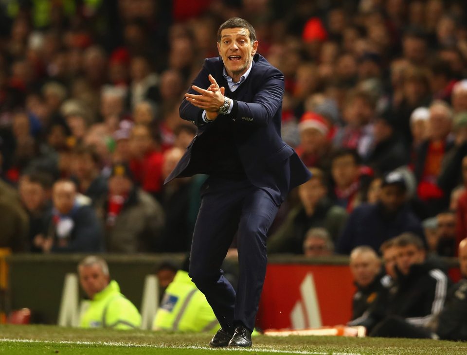 Slaven Bilic gives his team instructions during the match with Manchester United 