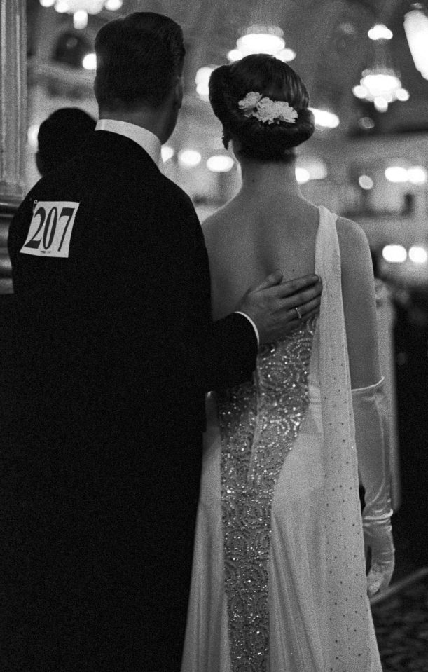  A couple nervously wait in the wings for their scores from the judges after one tense contest in the 90s