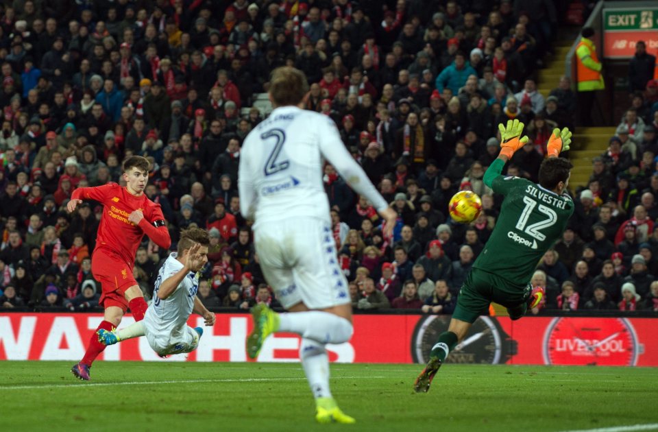 Ben Woodburn smashes home against Leeds to become Reds youngest scorer