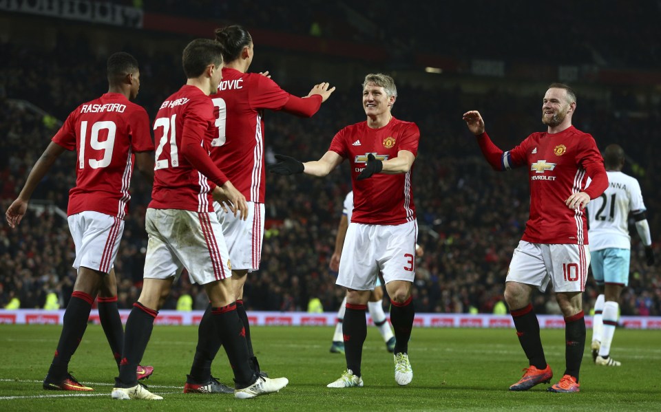 The German midfielder goes to congratulate Ibrahimovic after he sealed the rout at Old Trafford