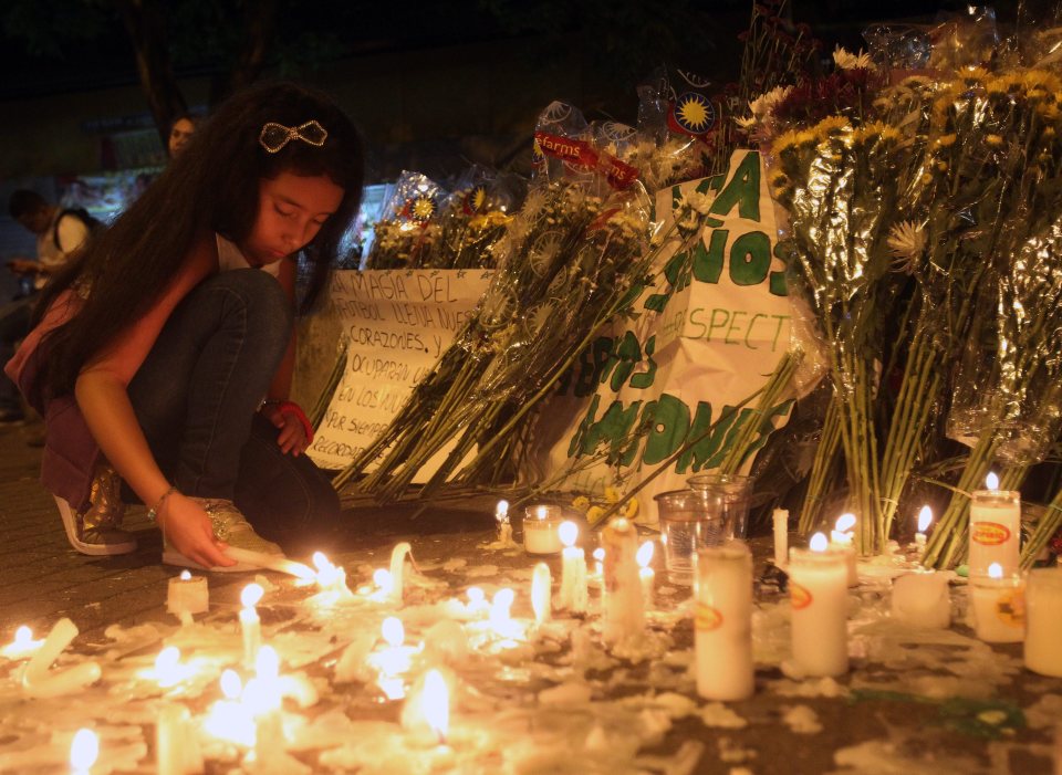 Tributes to Chapecoense soccer team at Atanasio Girardot Stadium in Medellin