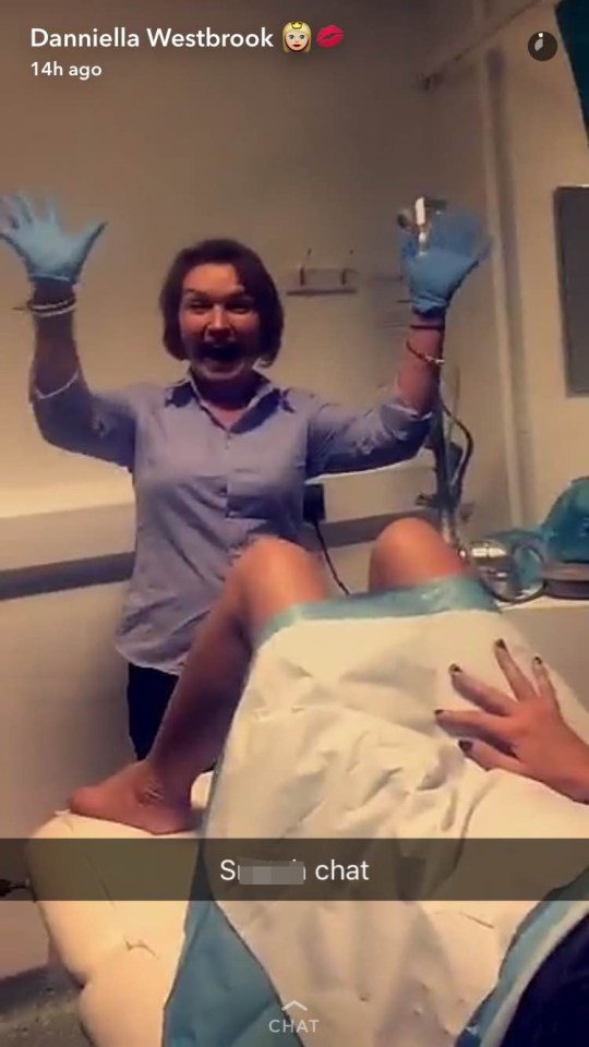 She shared this Snapchat of her undergoing a vagina-tightening procedure 