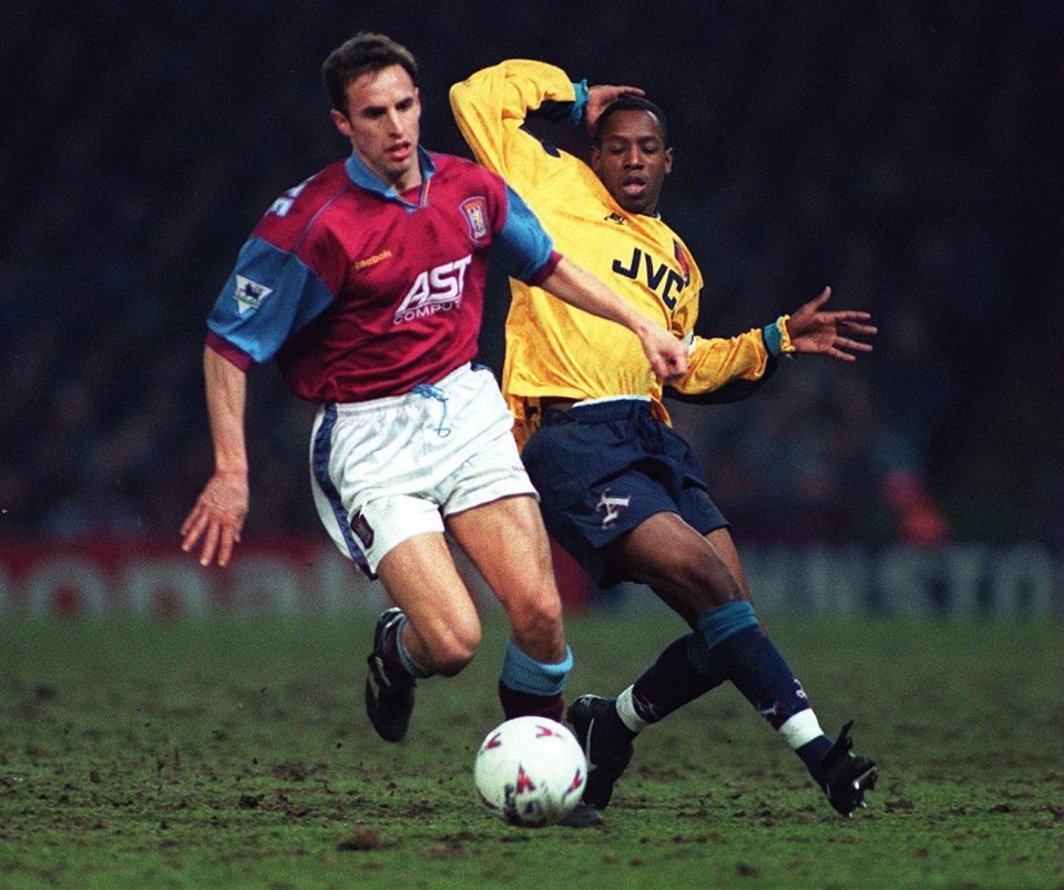 Southgate and Wright do battle in the 1996 Coca-Cola Cup semi-final