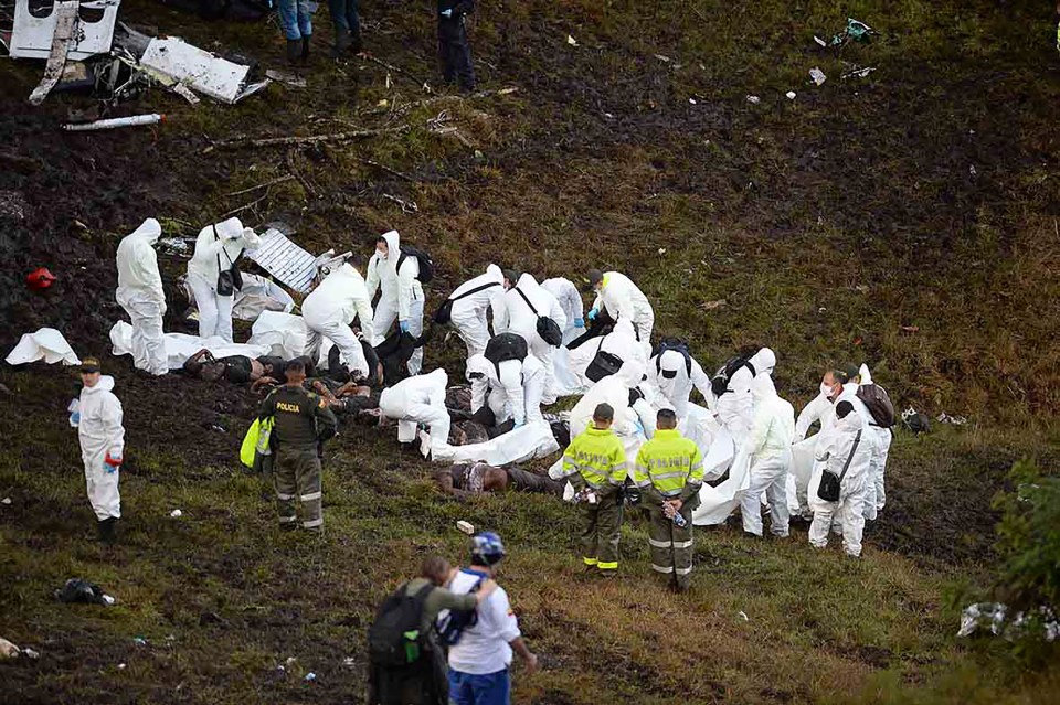 Chapecoense football team crashed in the mountains in Colombia late Monday, killing as many as 75 people