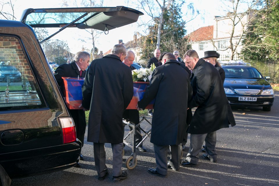  Seary's coffin is taken out of a hearse at St Edward’s Church in New Addington, Croydon