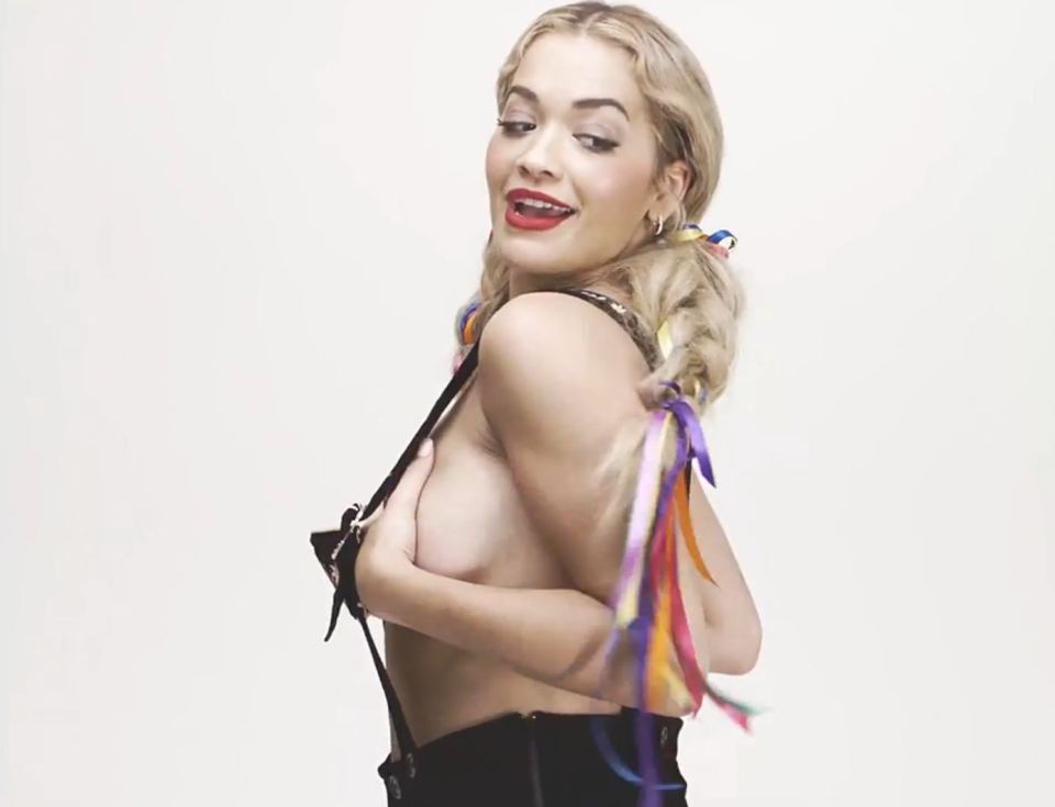 Rita ditched her bra in the modern update of an old song