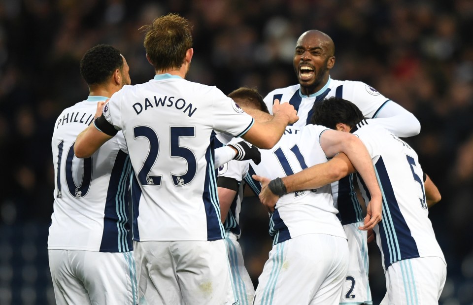 Chris Brunt celebrates scoring against Watford 