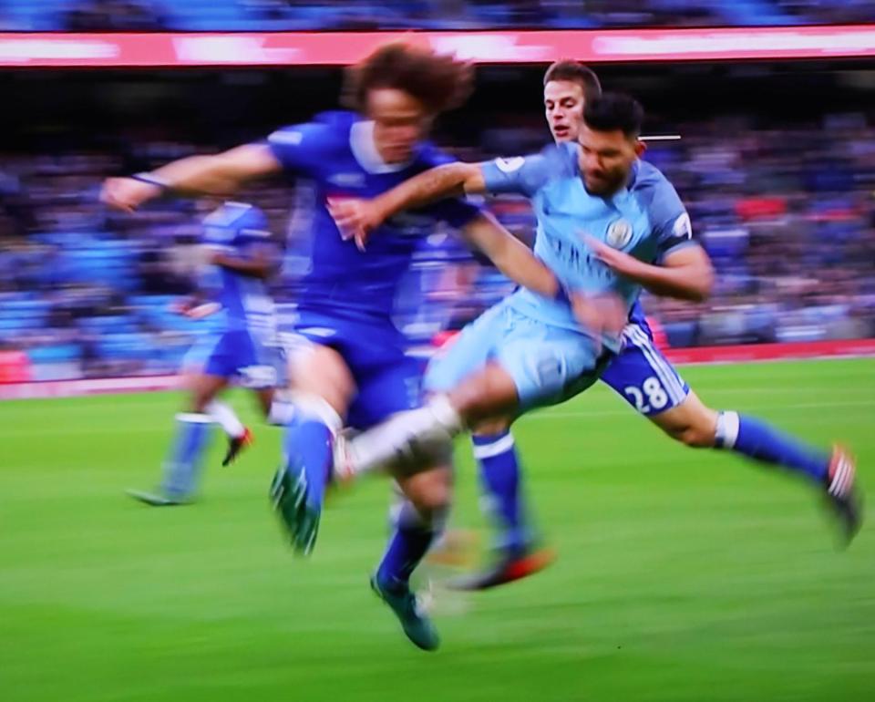  Aguero is back after his suspension after being sent off for this tackle on David Luiz