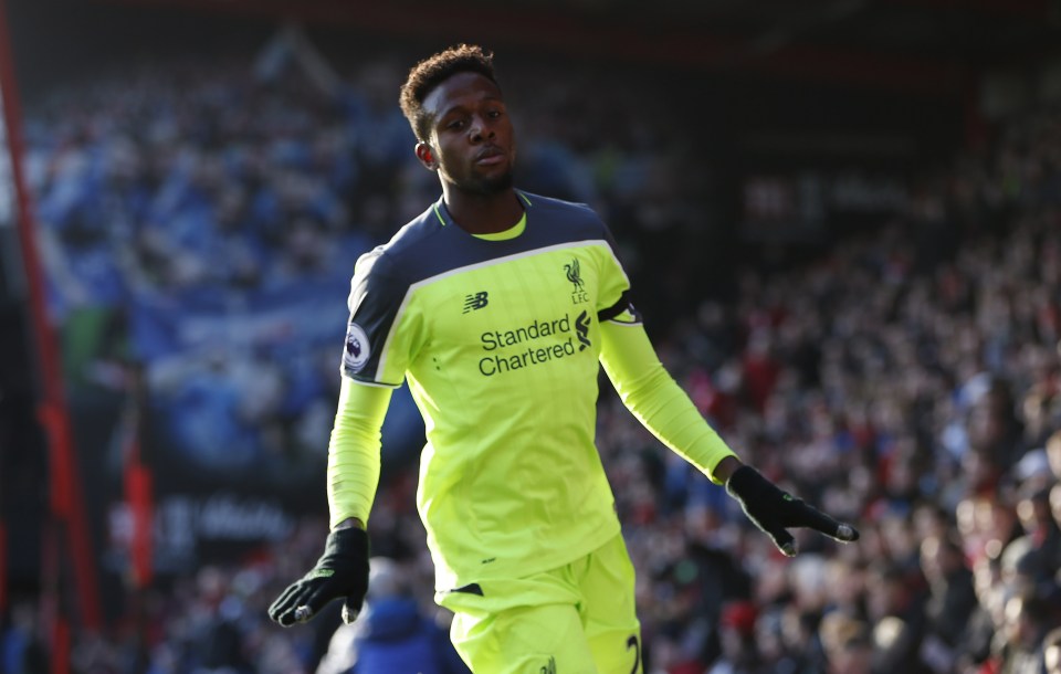 Divock Origi celebrates scoring Liverpool's second in outrageous manner