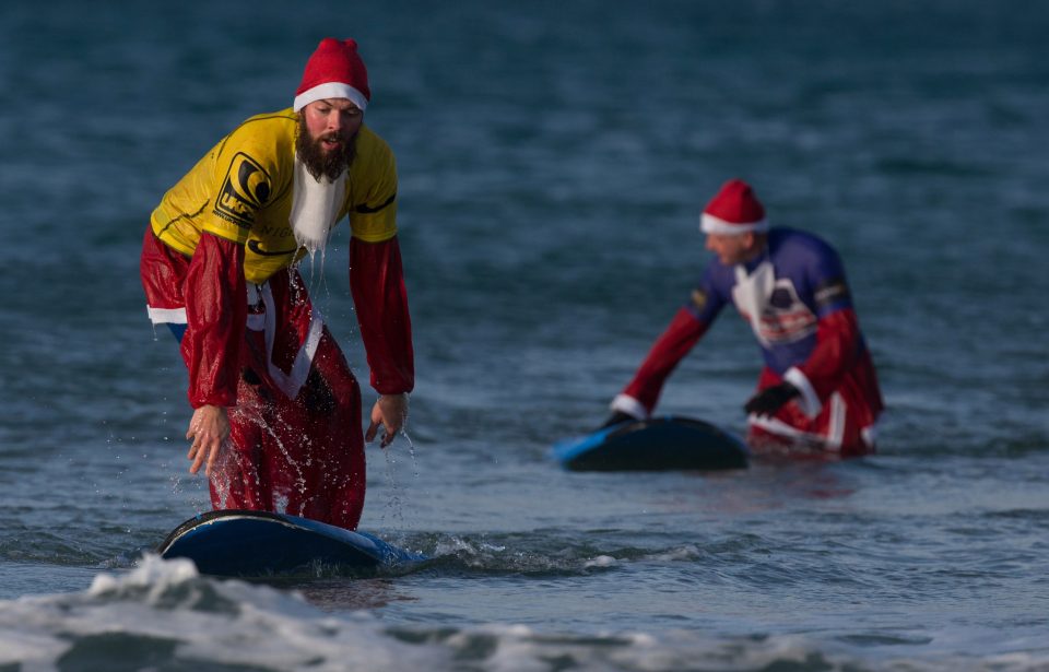 The Santas took to the freezing water to compete for a range of prizes 