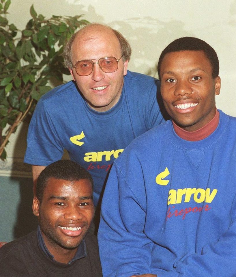  Higgins, pictured with Ray (left) and Rodney Wallace, was the subject of a 1997 warning letter sent out by Hampshire police