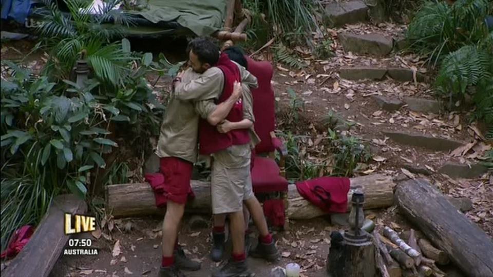  The final three share a hug before Adam departed the camp