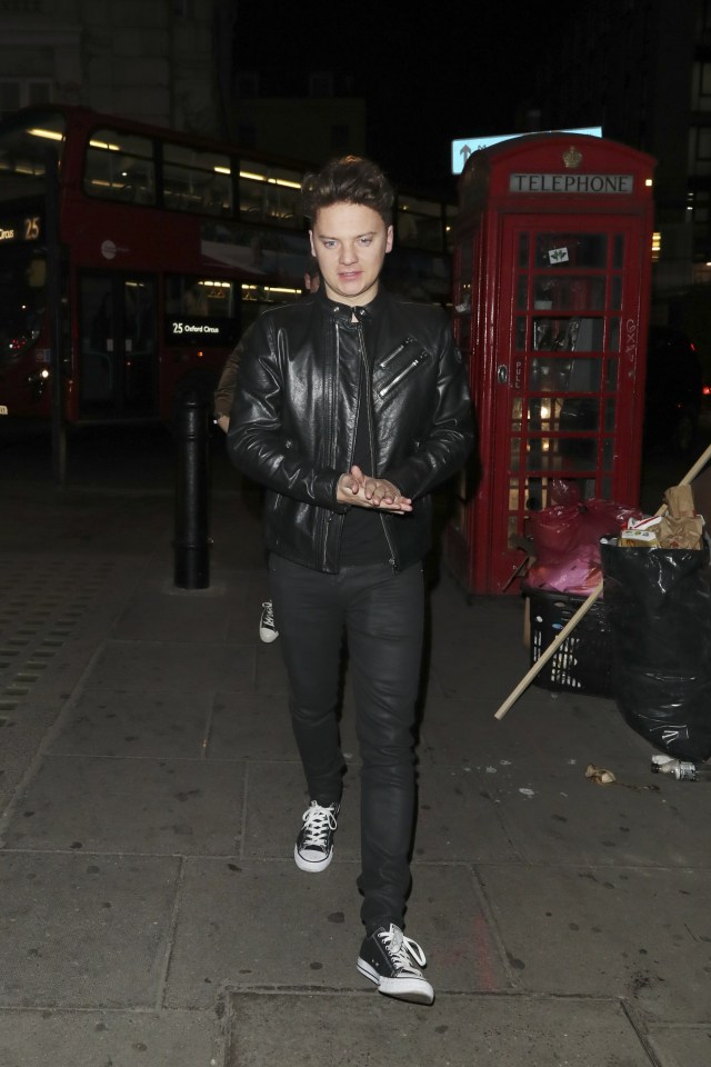  Conor Maynard shunned a winter coat and headed out wearing a sexy leather jacket