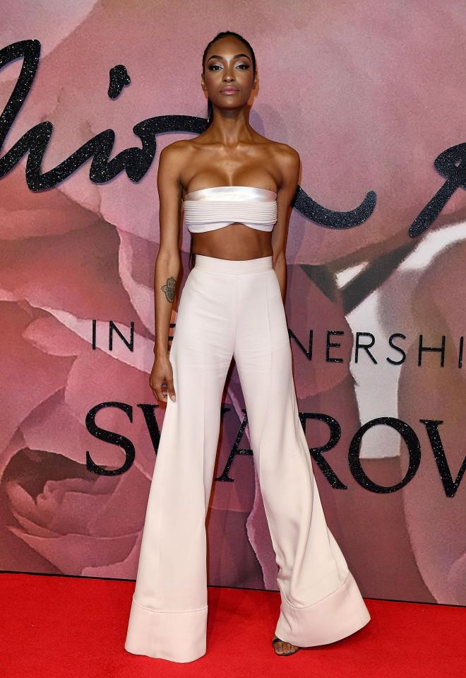  Jourdan Dunn showcased her ample cleavage in a bandeau top at December's Fashion Awards