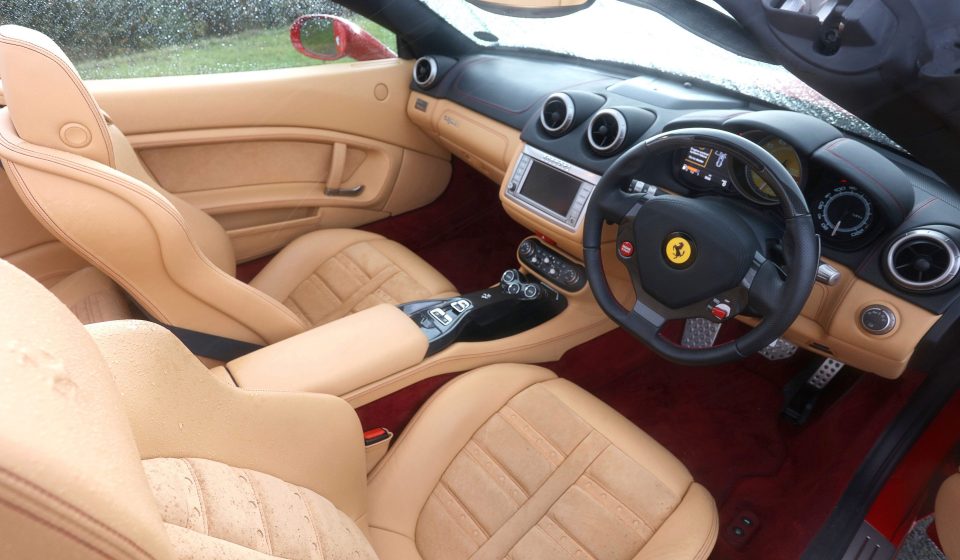 The sleek interior of the Ferrari California 