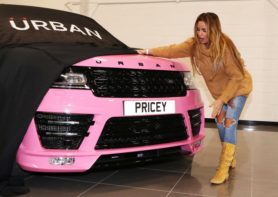  Katie looked thrilled as she peeled back the sheet to show off her new car