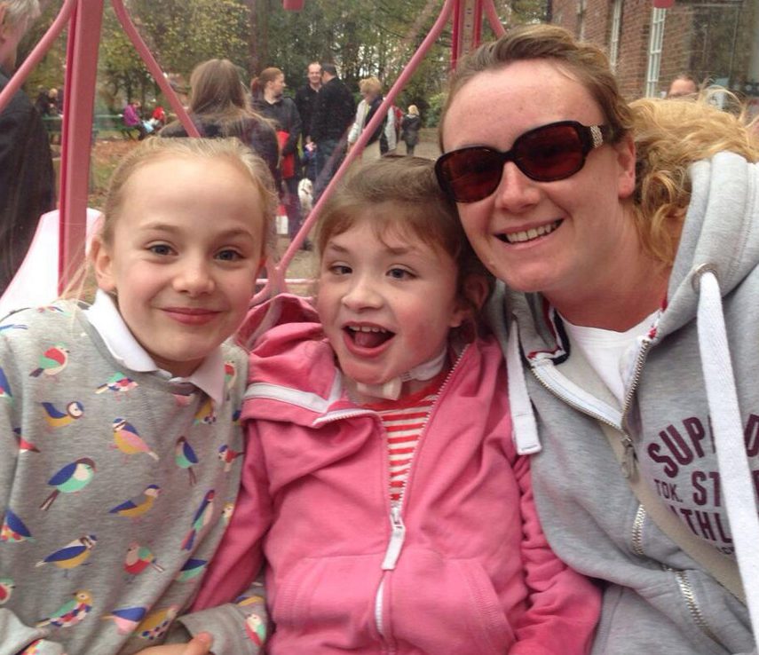 Alison said Jessica, pictured centre, is a "determined" child who brings the family happiness