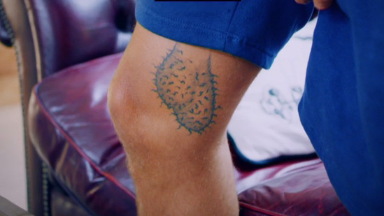 Aaron's tattoo is based on someone's actual testicles