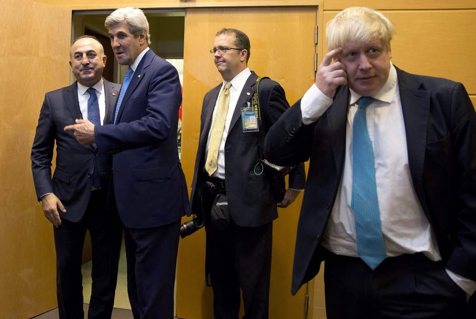  Boris, pictured here with US Secretary of State John Kerry, is at the centre of a political gaffe