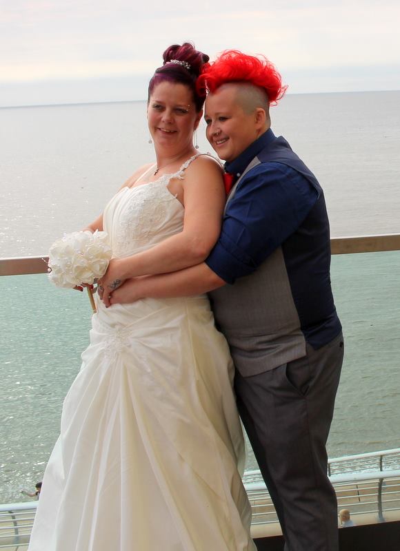 The 40-year-old mum-of-four tied the knot with her lover Leanne (right) in August last year