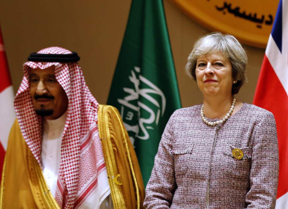  Saudi King Salman, pictured on the left and British Prime Minister Theresa May on the right