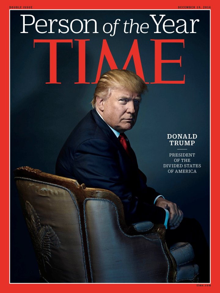  Donald Trump has been named Time magazine's Person of the Year after he was elected US President in November